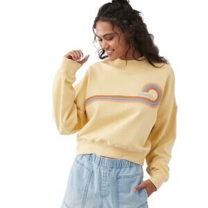 O'Neill Moment Crop Yellow Pullover Sweatshirt Medium